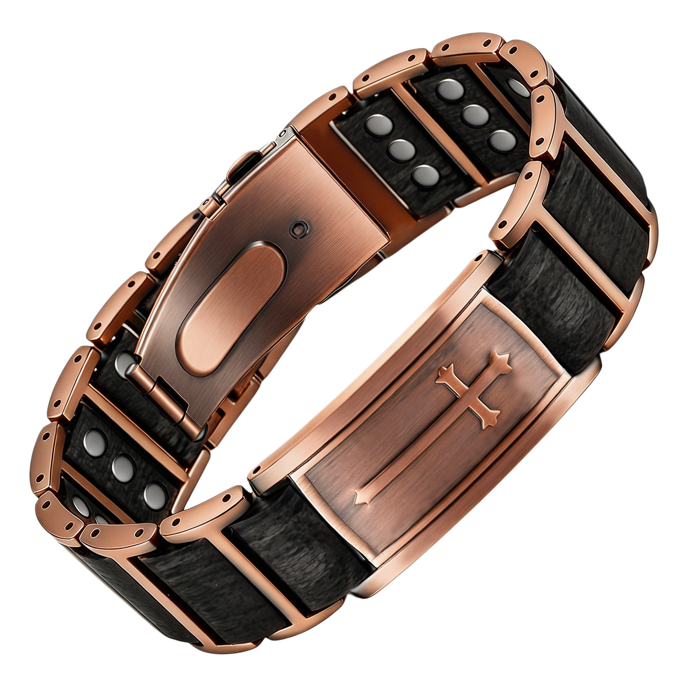 Wollet Rose Gold Magnetic Cross Bracelet