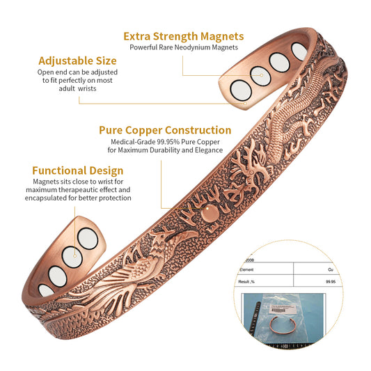 Metaljc Magnetic Copper Cuff Bracelet for Men Women