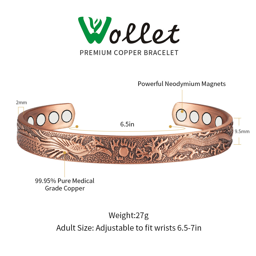Metaljc Magnetic Copper Cuff Bracelet for Men Women