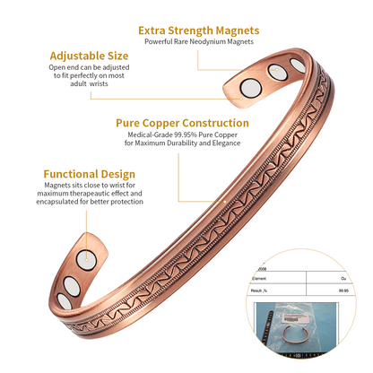 Wollet Magnetic Copper Cuff Bracelet for Men Women