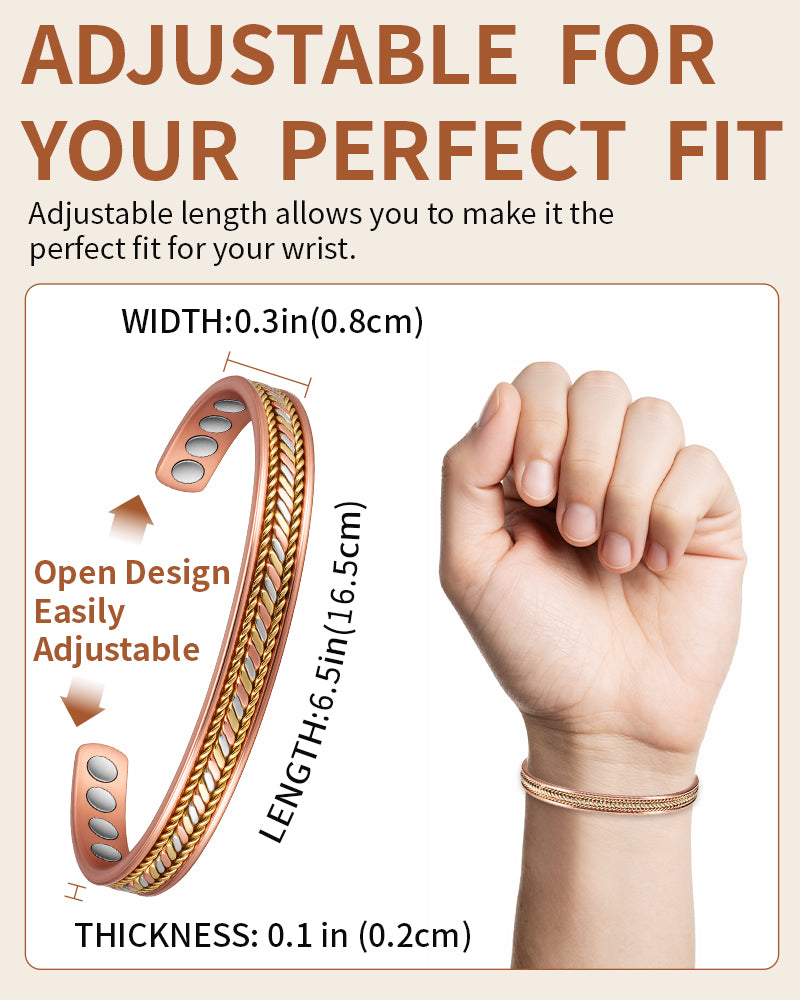 Wollet  Magnetic Copper Cuff Bracelet for Women`s