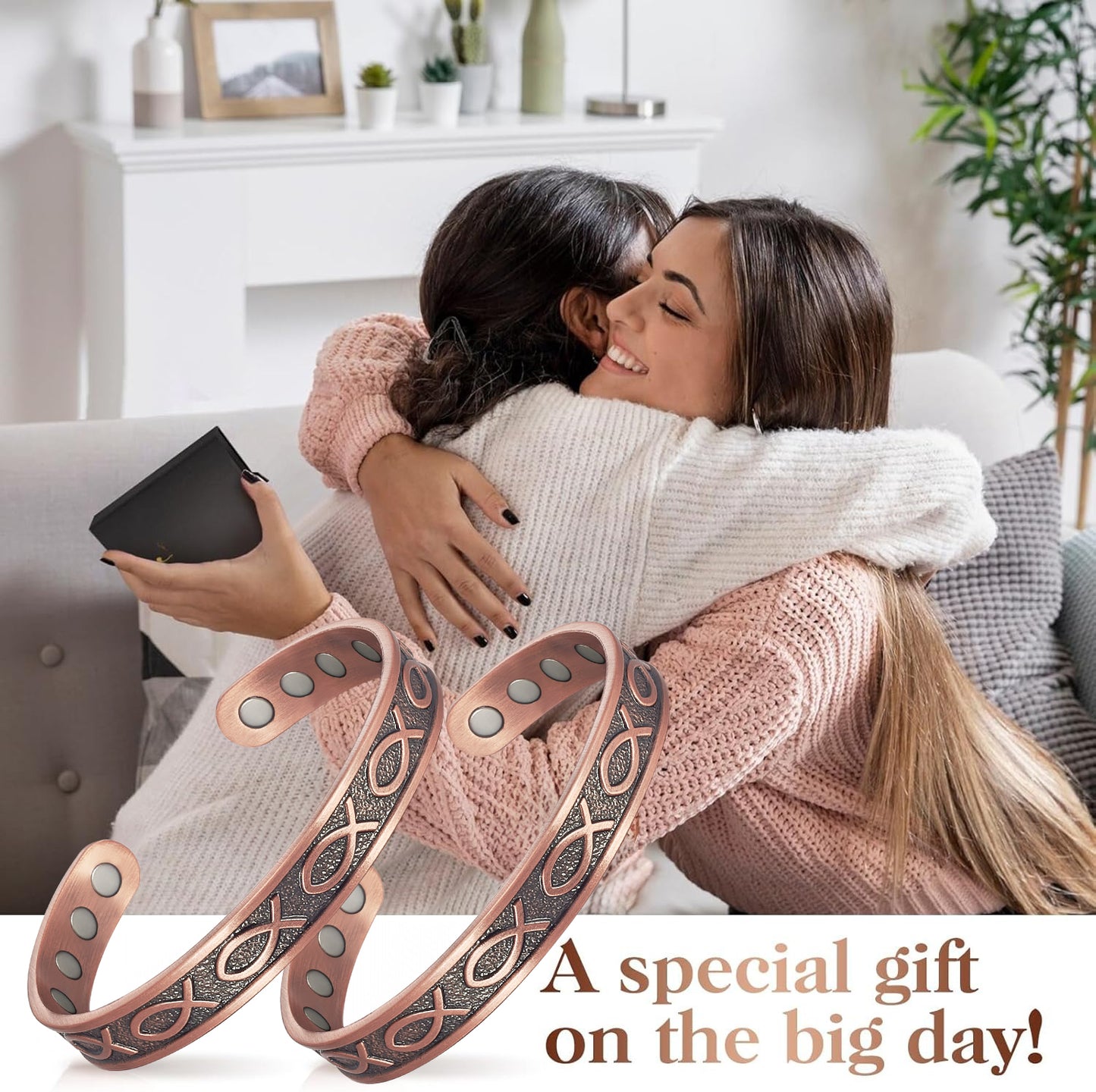 Metaljc Magnetic Copper Cuff Bracelet for Men Women