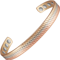 Metaljc Magnetic Copper Cuff Bracelet for Women, Three-Color Gold