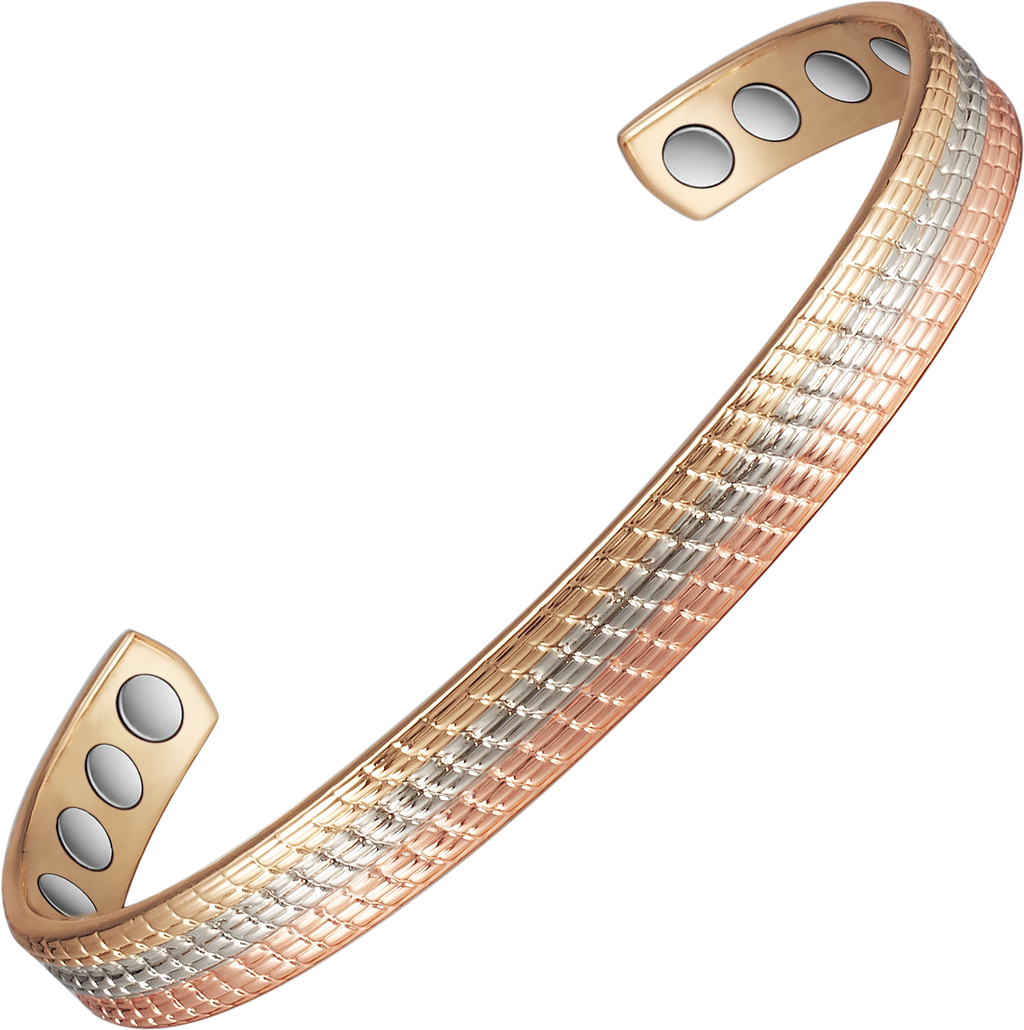 Metaljc Magnetic Copper Cuff Bracelet for Women, Three-Color Gold