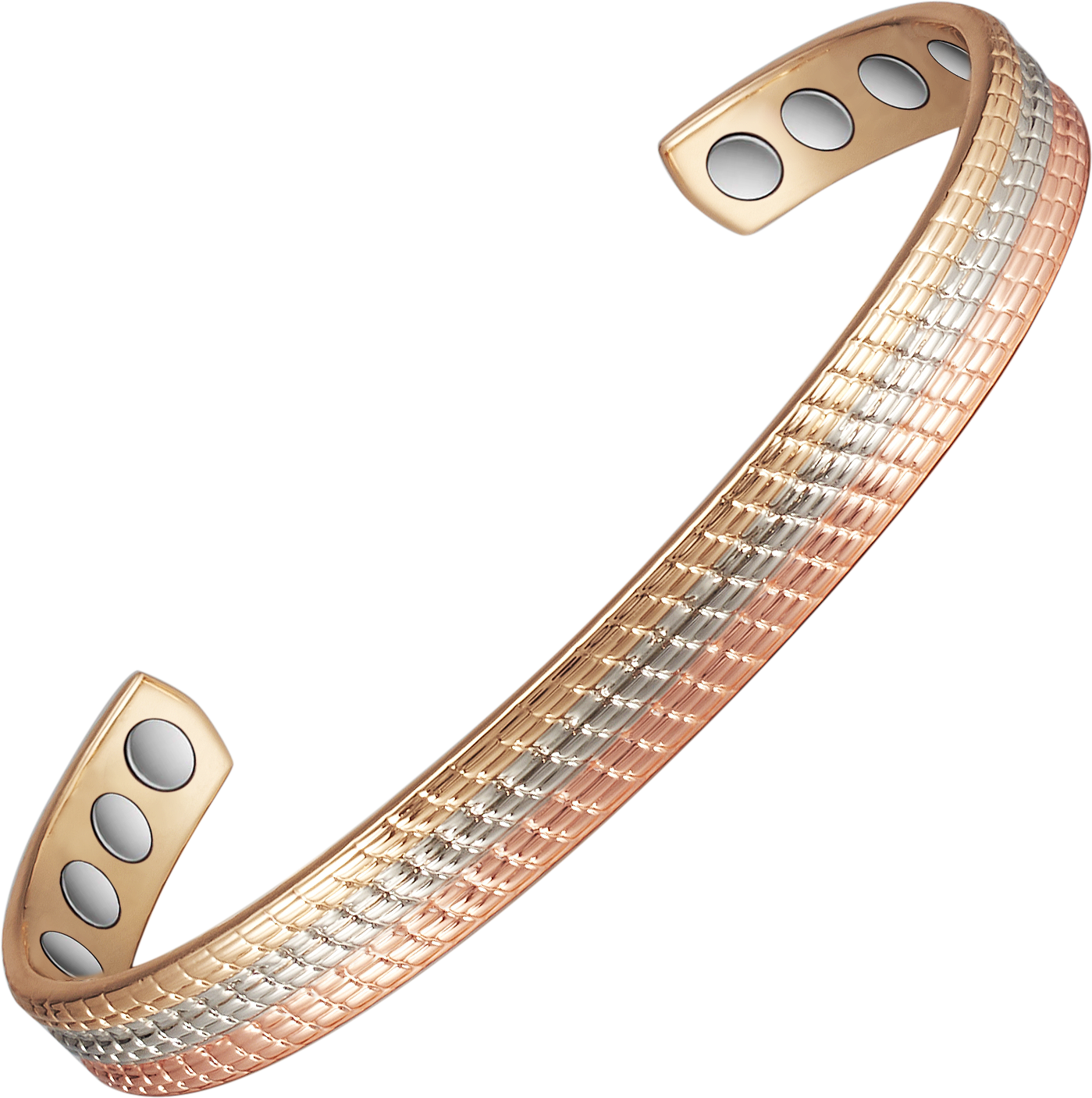 Metaljc Magnetic Copper Cuff Bracelet for Women, Three-Color Gold
