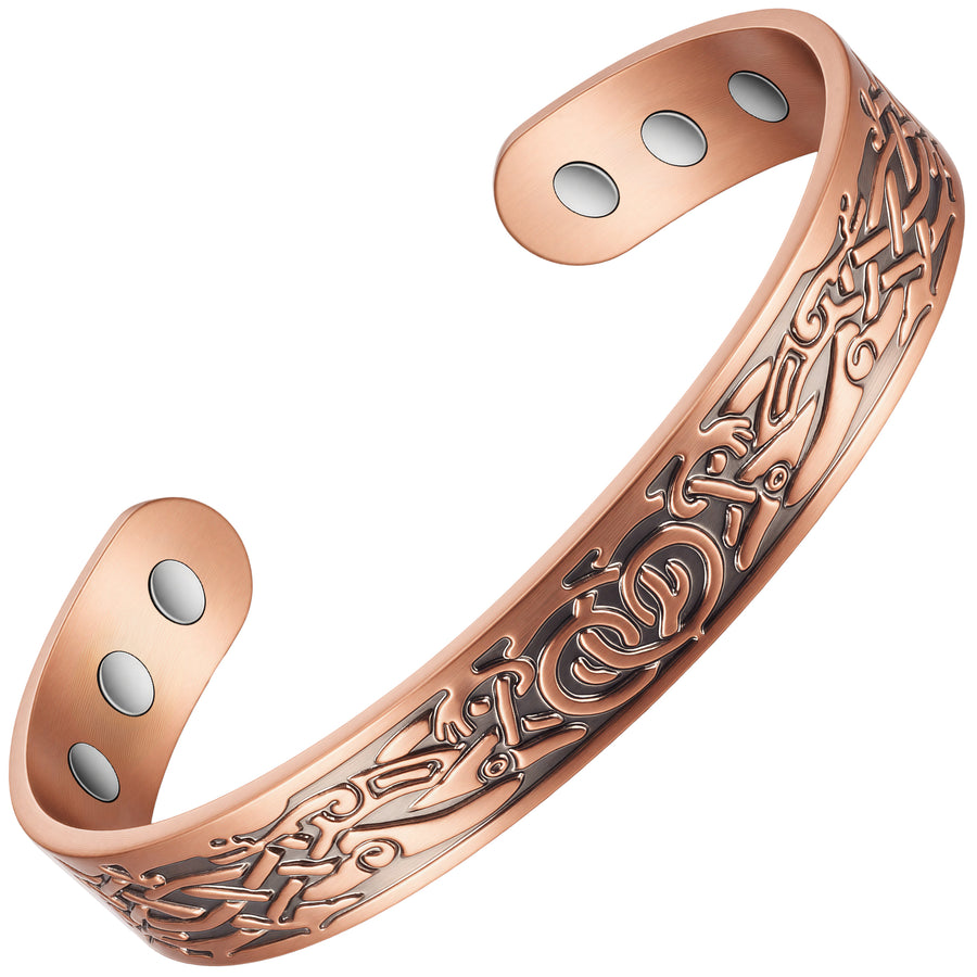 Wollet 99.9% Pure Copper Magnetic Bracelets for Women,  6.5in Copper Cuff  Jewelry Gift for Mom Dad