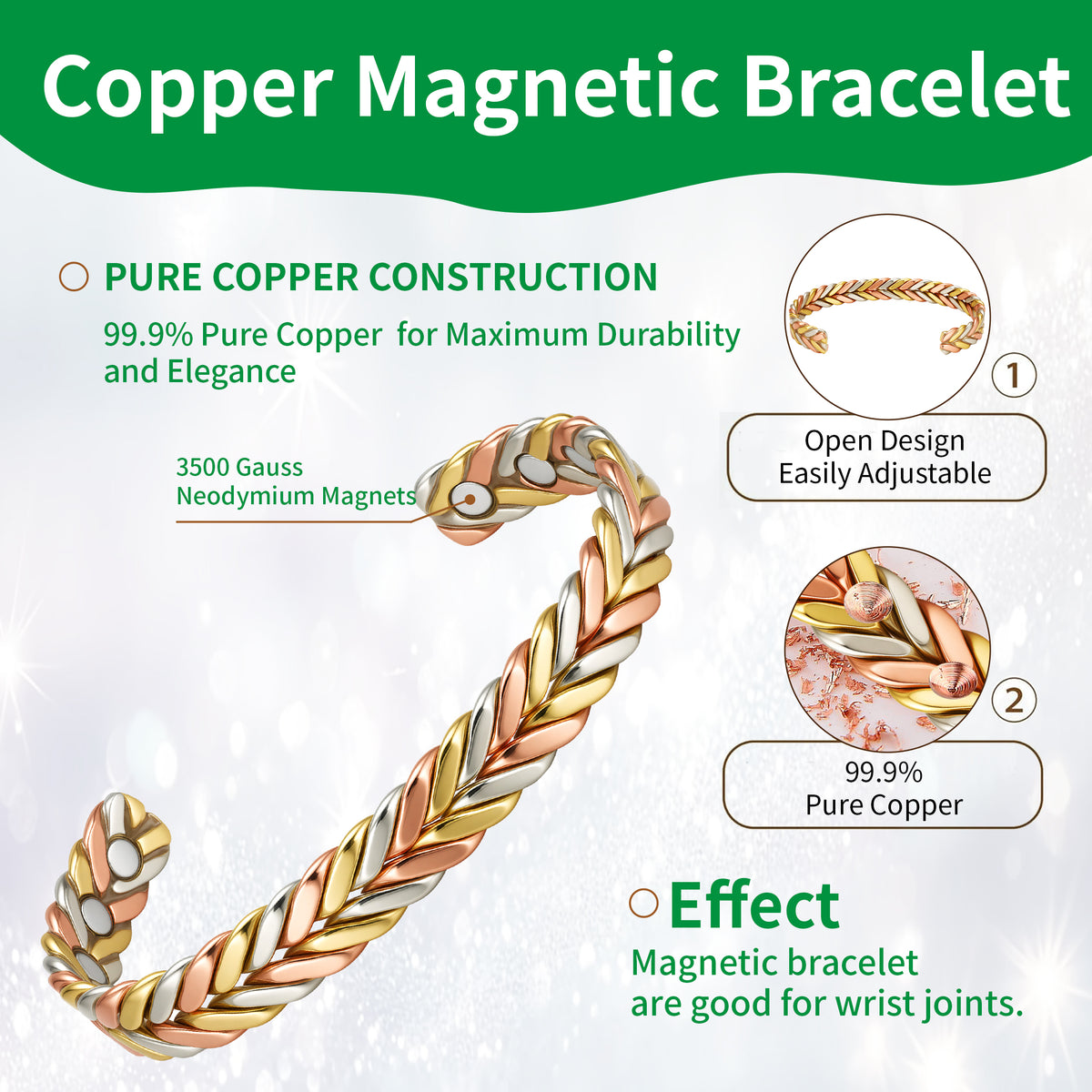WOLLET Magnetic Bracelet with Vintage Design