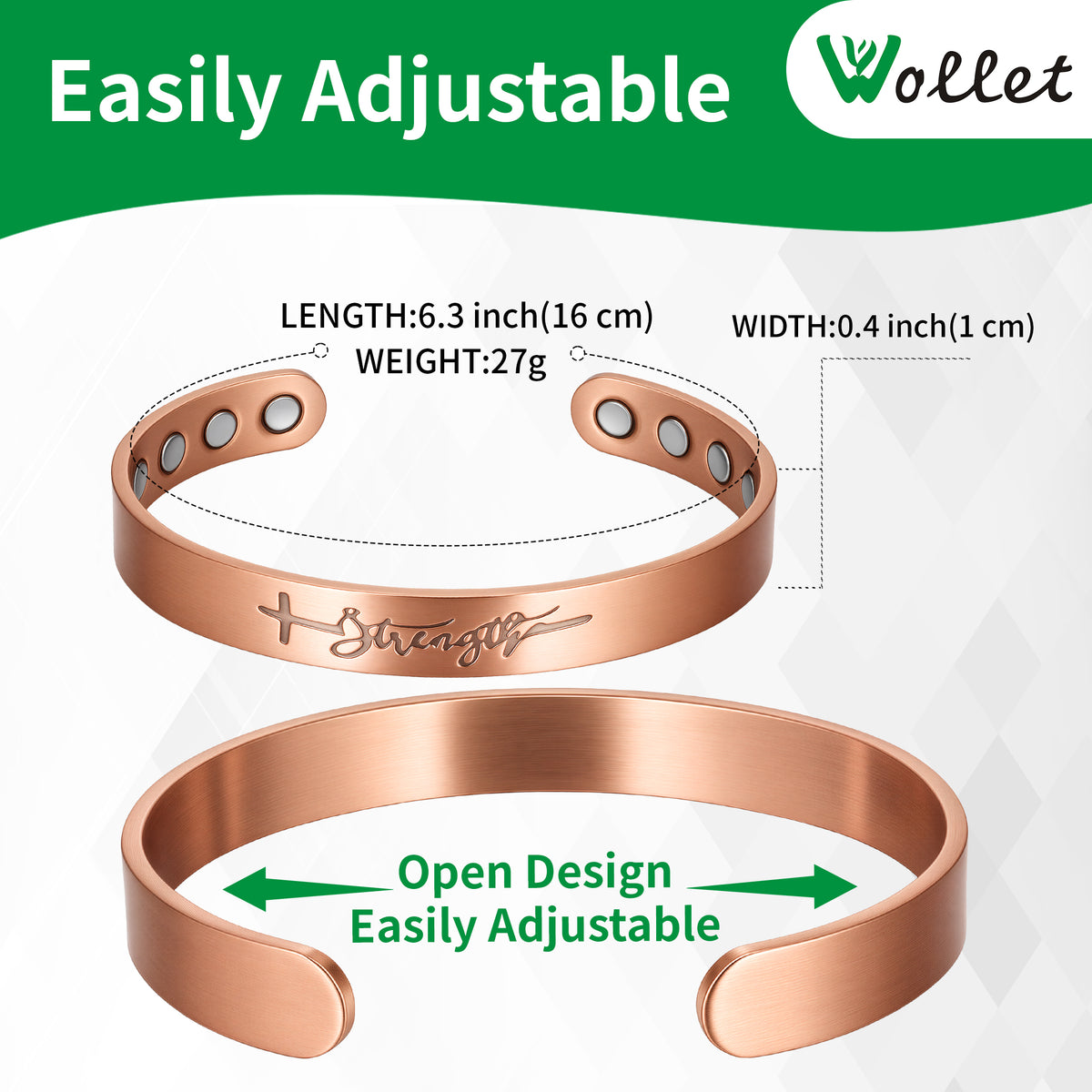 WOLLET Magnetic Bracelet with Vintage Design