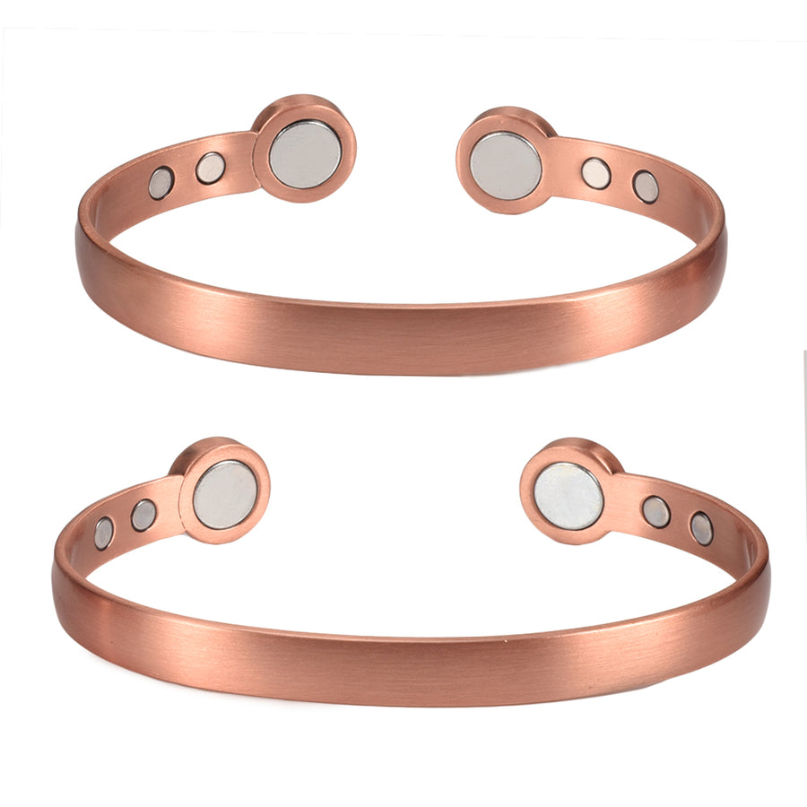 Wollet 99.9% Pure Copper Magnetic Bracelets with 3500 Gauss Magnets, Adjustable Cuff Jewelry, Set of 2