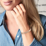 Magnetic Cuff Bracelet for Women, Tri-Tone Twisted Rope Design, Open Cuff Bangle