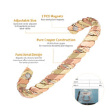 Magnetic Cuff Bracelet for Women, Two-Tone Spiral Twist Design, Open Cuff Bangle
