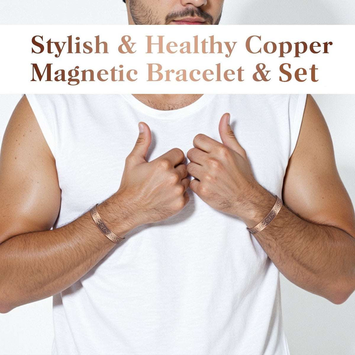 Wollet Celtic Magnetic Copper Bracelets for Men Women.