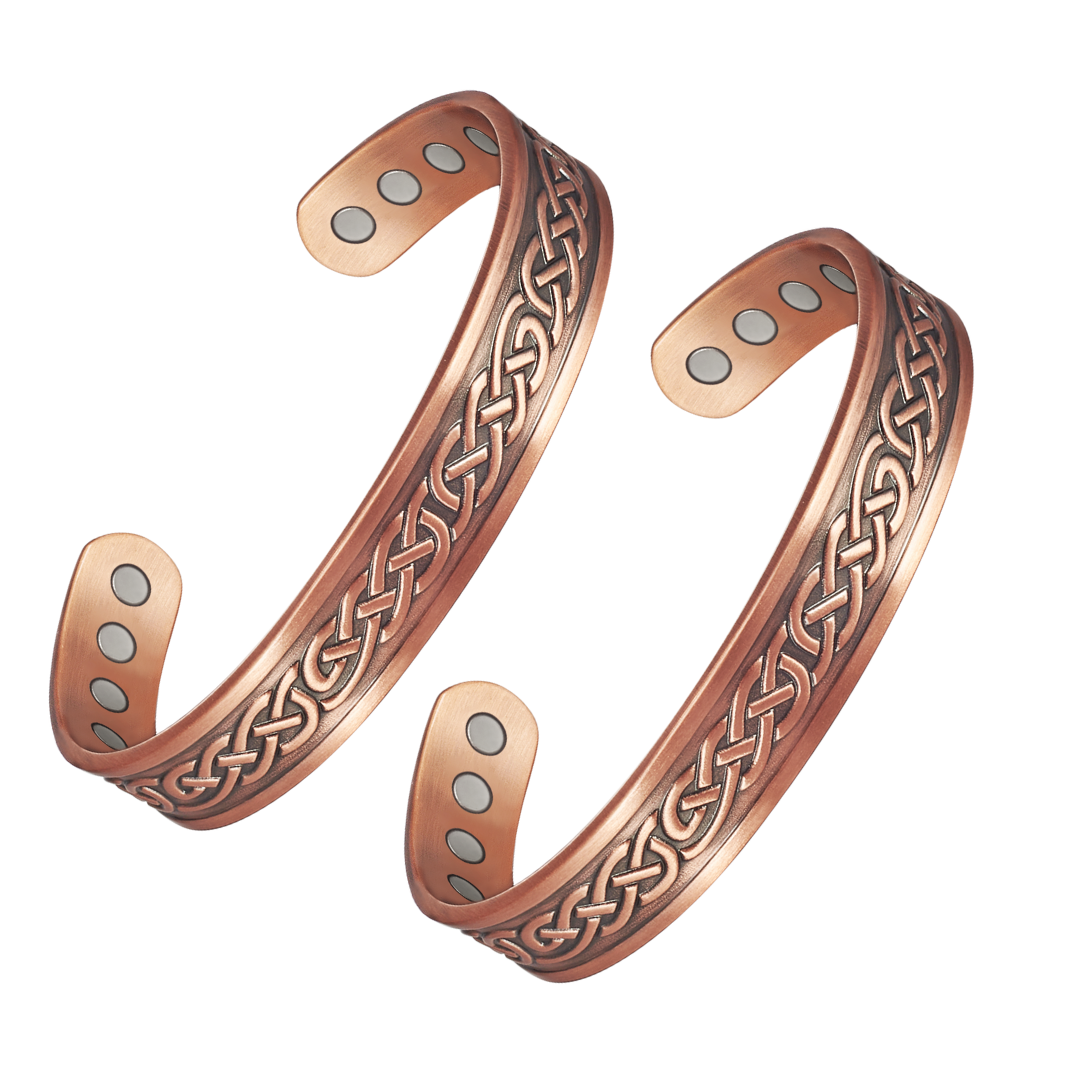 Wollet Magnetic Copper Bracelets for Women Men,Set of 2