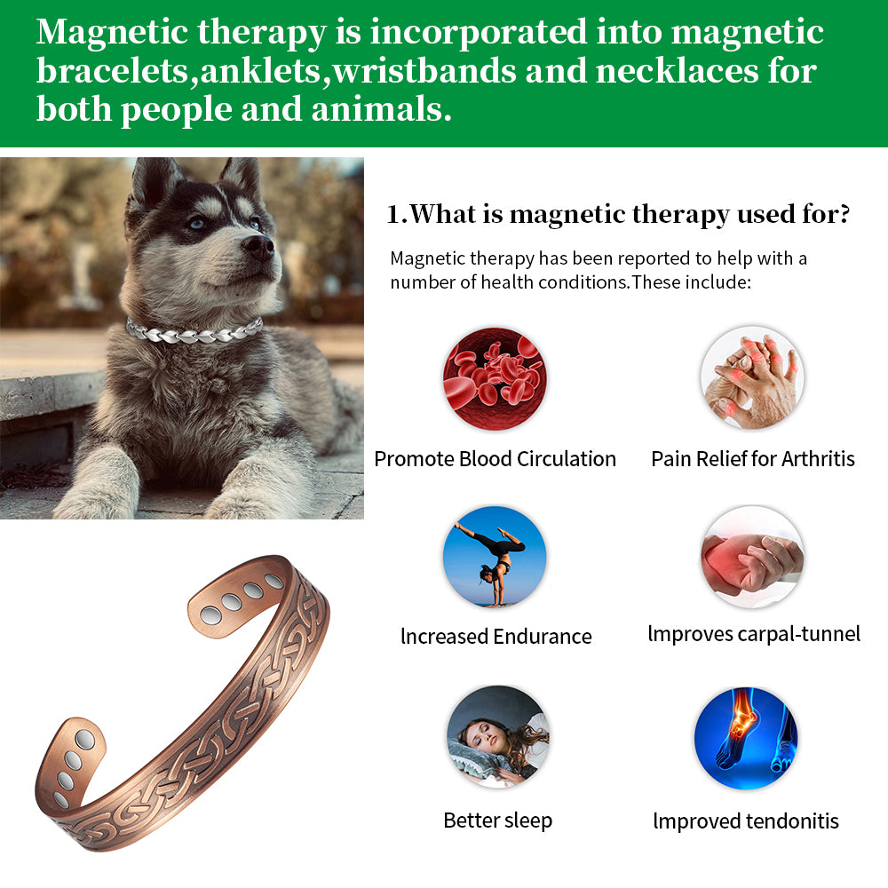 Wollet Magnetic Copper Bracelets for Women Men,Set of 2