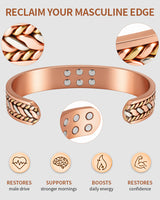 WOLLET 99.95% Pure Copper Magnetic Bracelet for Men – Premium Adjustable Link Bracelet with Dual Neodymium Magnets
