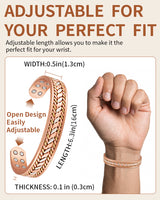 WOLLET 99.95% Pure Copper Magnetic Bracelet for Men – Premium Adjustable Link Bracelet with Dual Neodymium Magnets