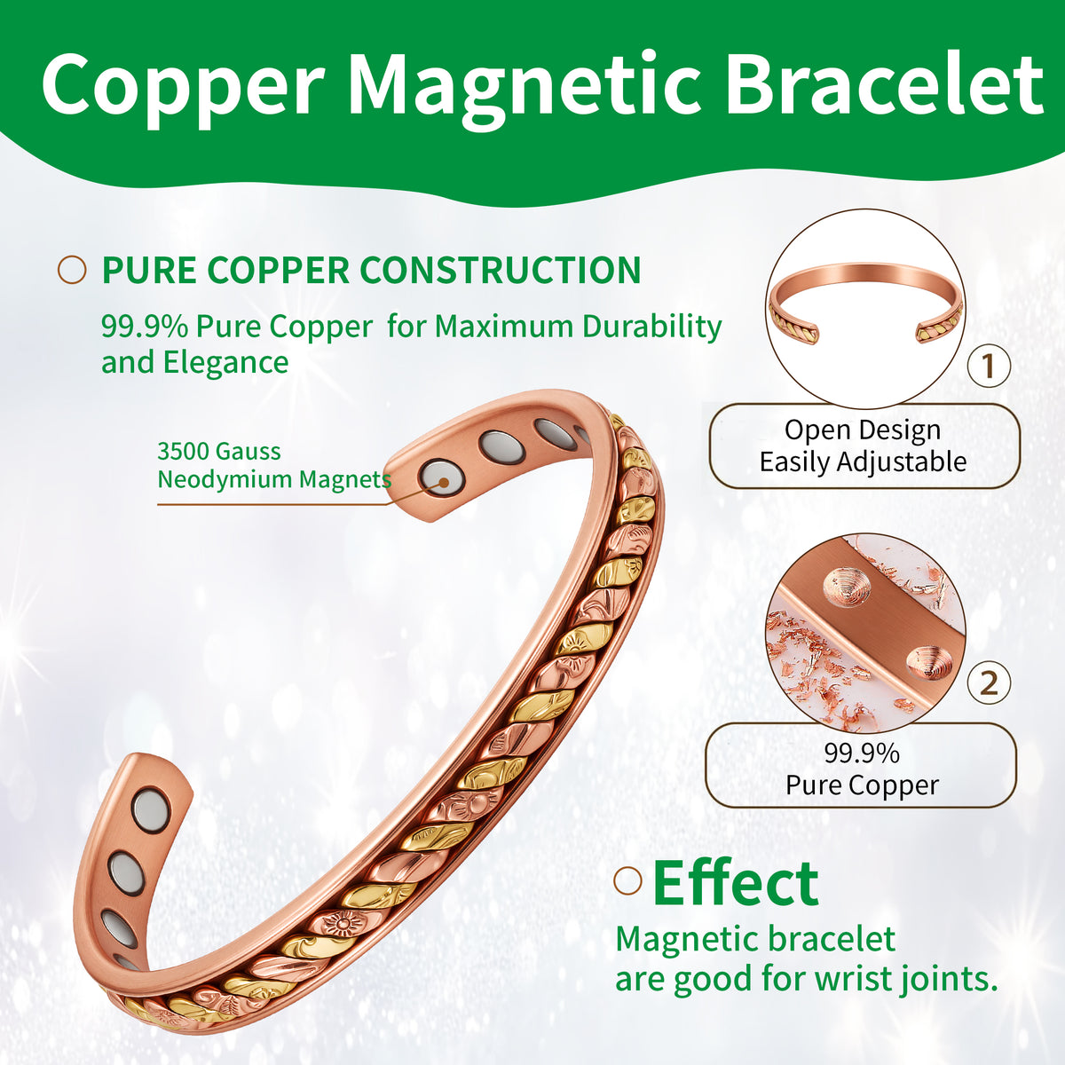 WOLLET Magnetic Bracelet with Vintage Design