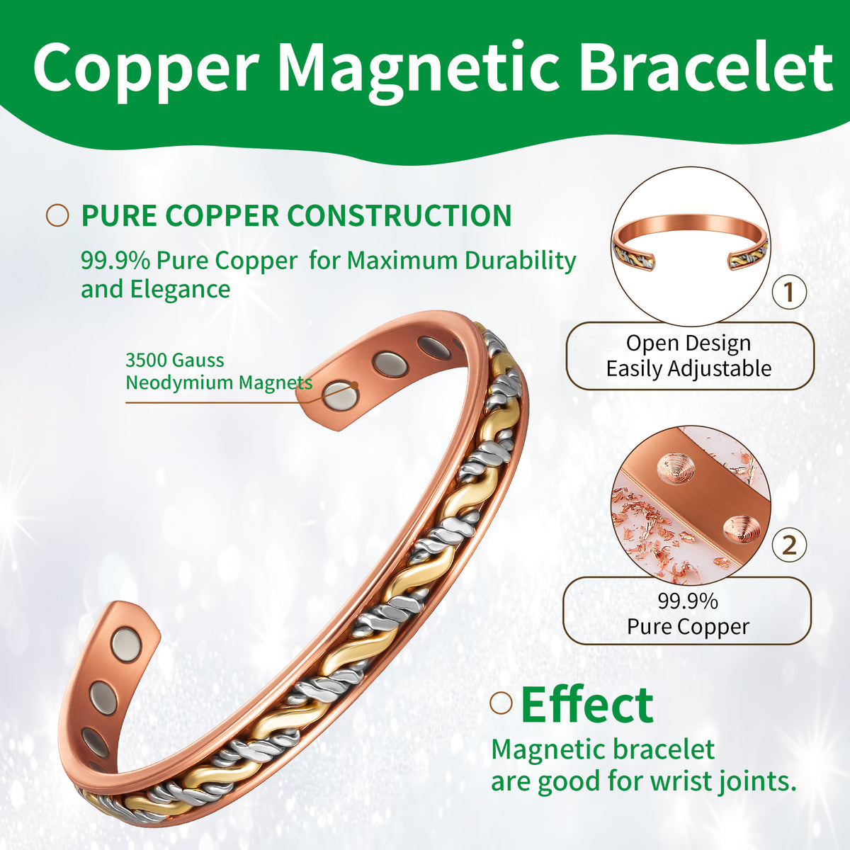 WOLLET Magnetic Bracelet with Vintage Design