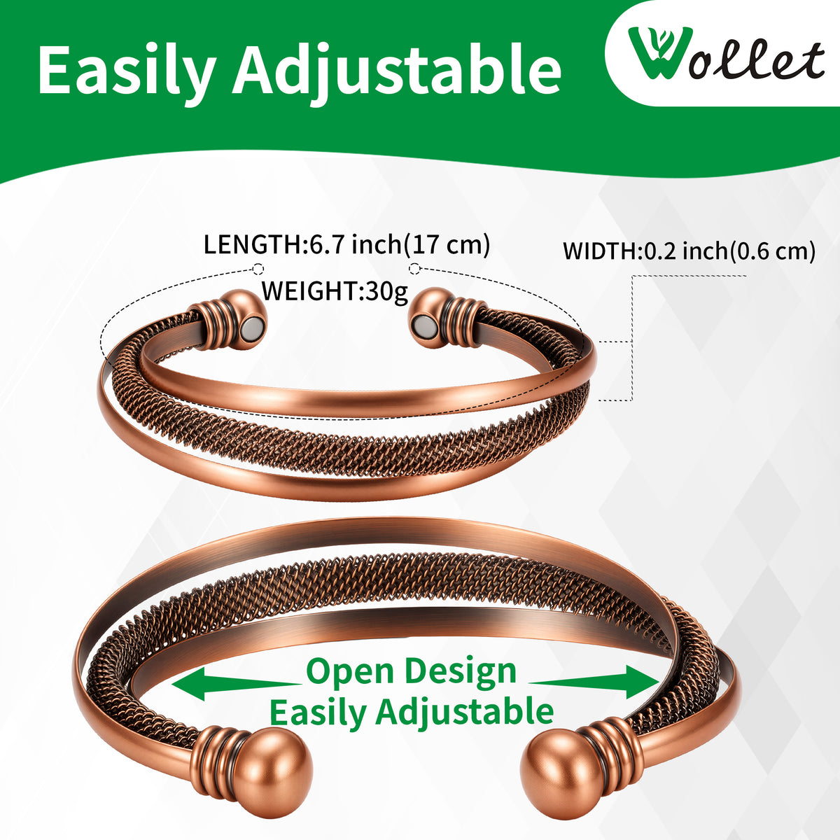 WOLLET Magnetic Bracelet with Vintage Design