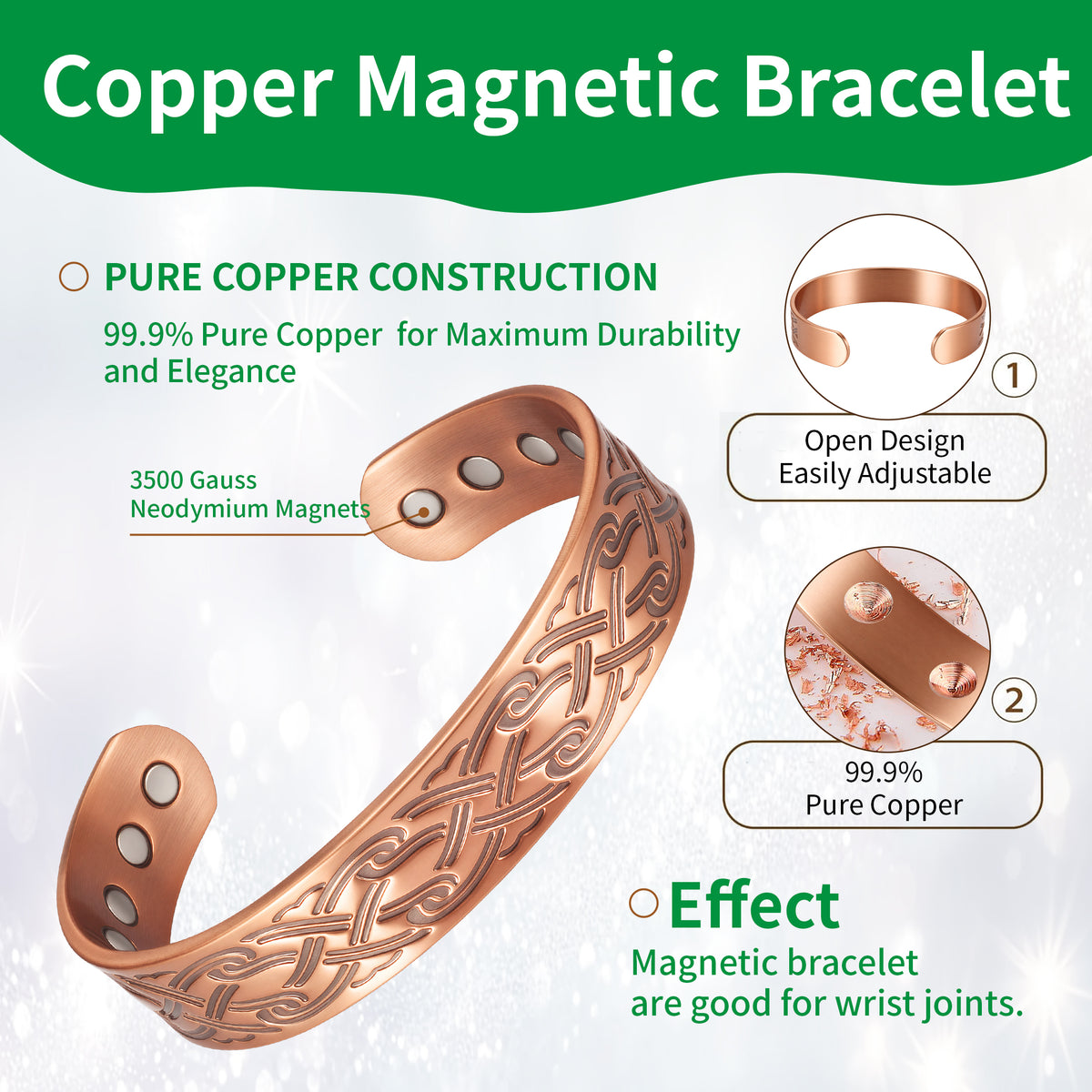 WOLLET Magnetic Bracelet with Vintage Design