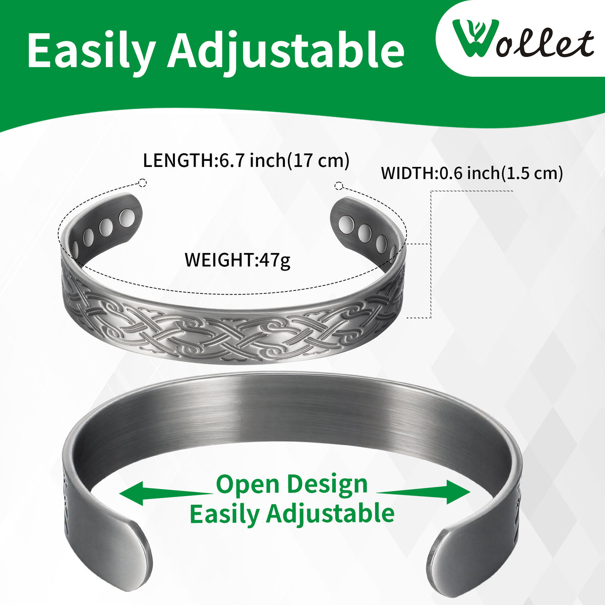 WOLLET Magnetic Bracelet with Vintage Design