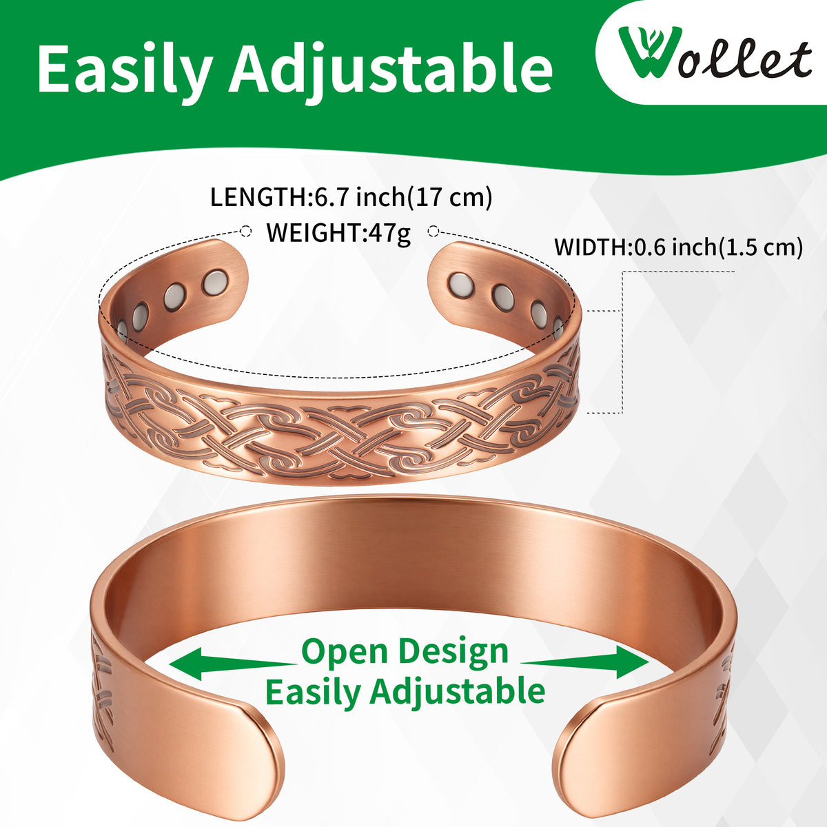WOLLET Magnetic Bracelet with Vintage Design