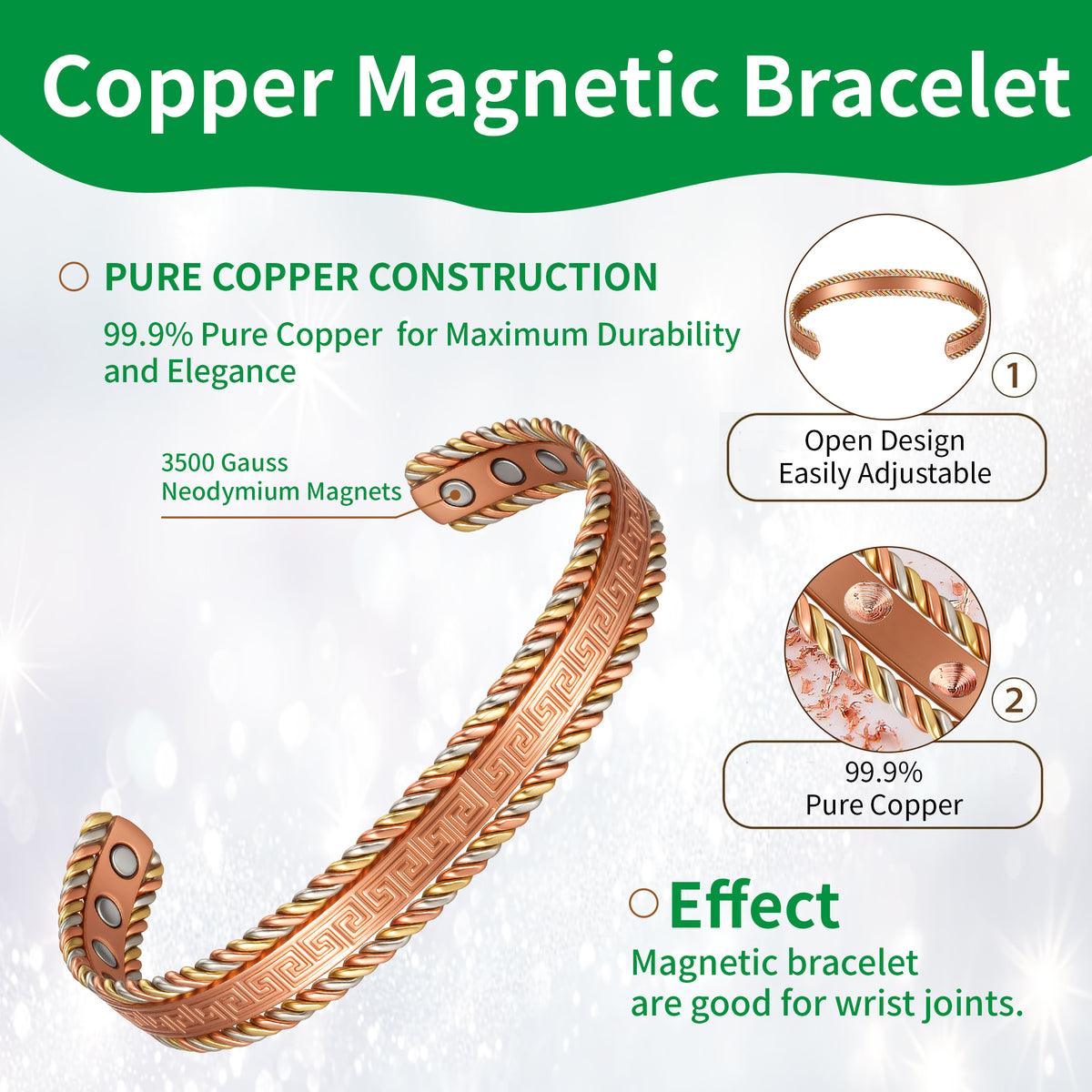 WOLLET Magnetic Bracelet with Vintage Design