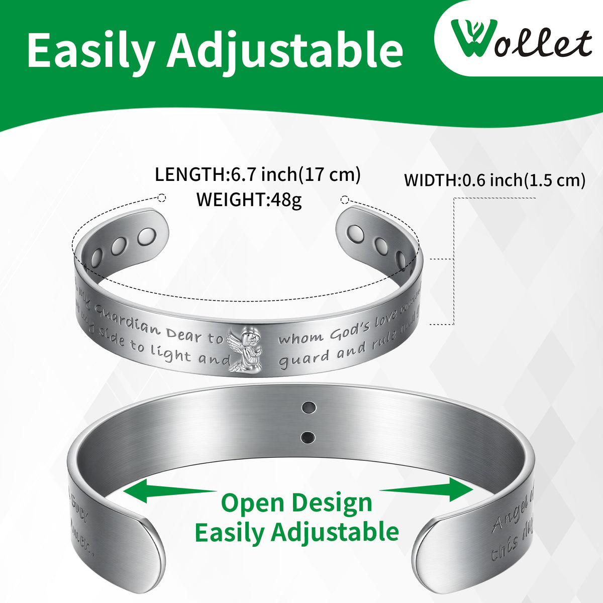 WOLLET Vintage Magnetic Copper Jewelry Bracelet Set of 2