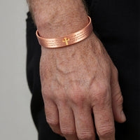 WOLLET 99.95% Pure Copper Magnetic Bracelet for Men – Inspirational Engraved Copper Cuff Bracelet with Adjustable Fit
