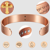 WOLLET 99.95% Pure Copper Magnetic Bracelet for Men – Inspirational Engraved Copper Cuff Bracelet with Adjustable Fit