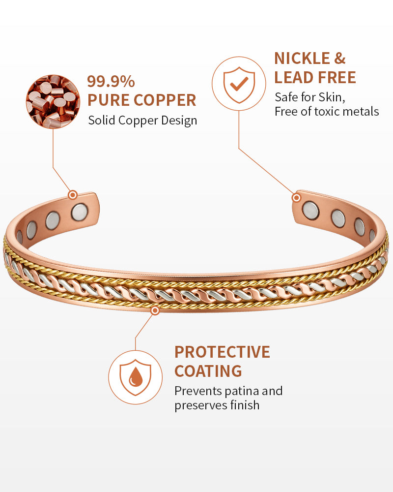 WOLLET Elite Copper Magnetic Bracelet for Men – Premium Wellness Jewelry Featuring Strong Neodymium Magnets