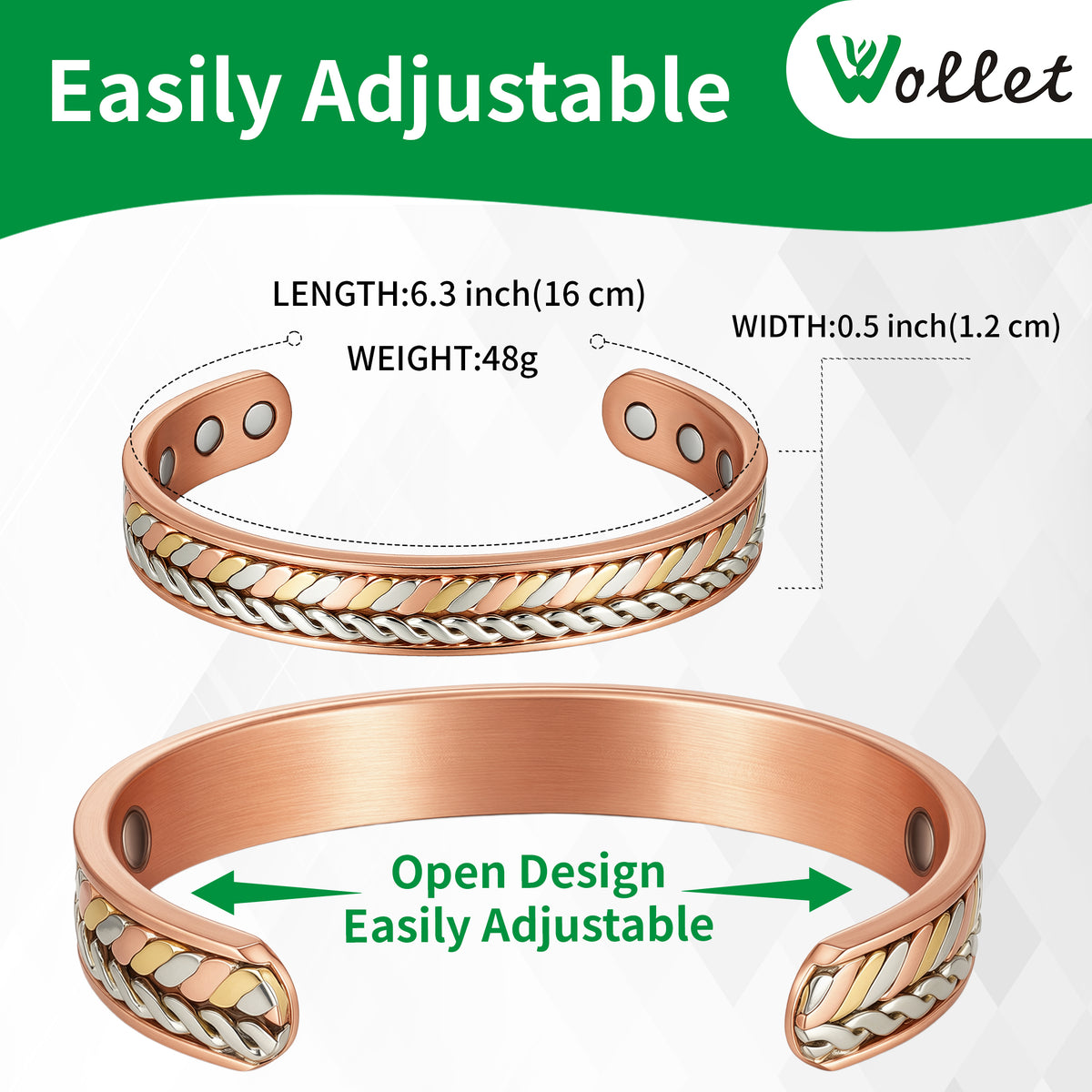 WOLLET Women's Vintage Turquoise Stone Bracelet – Boho Style Gemstone Jewelry