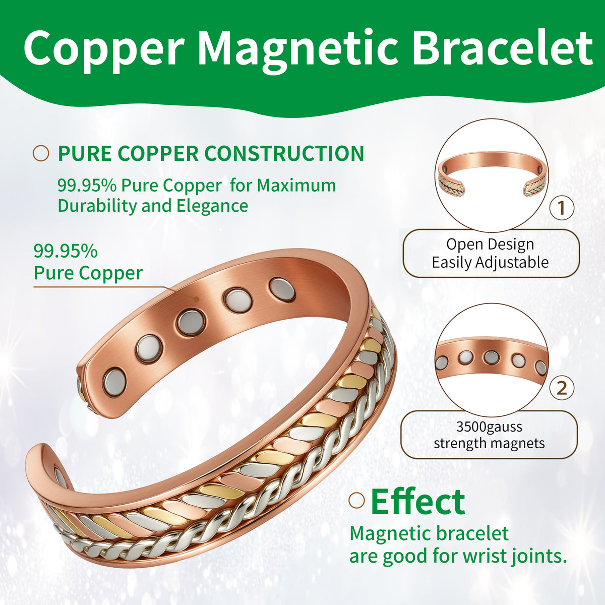 WOLLET Magnetic Bracelet with Vintage Design