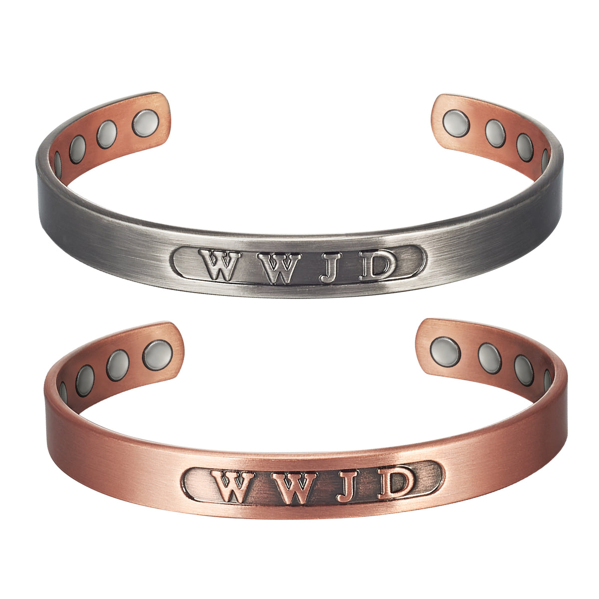 WOLLET Vintage Magnetic Copper Jewelry Bracelet Set of 2