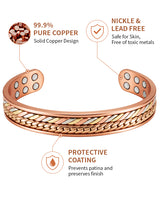 WOLLET 99.95% Pure Copper Magnetic Bracelet for Men