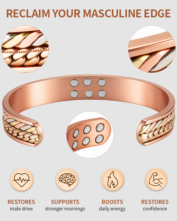WOLLET 99.95% Pure Copper Magnetic Bracelet for Men