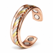 WOLLET Tri-Tone Copper Magnetic Bracelet – Luxury Rose Gold Cuff with Gold & Silver Braided Design