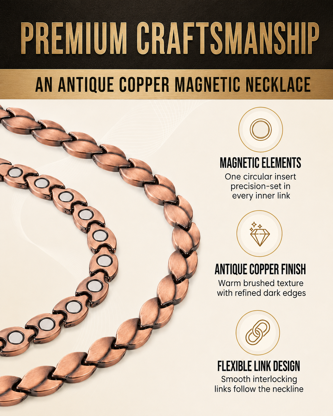 WOLLET Women's Classic Round Link Chain Necklace | Modern Minimalist Jewelry Gift