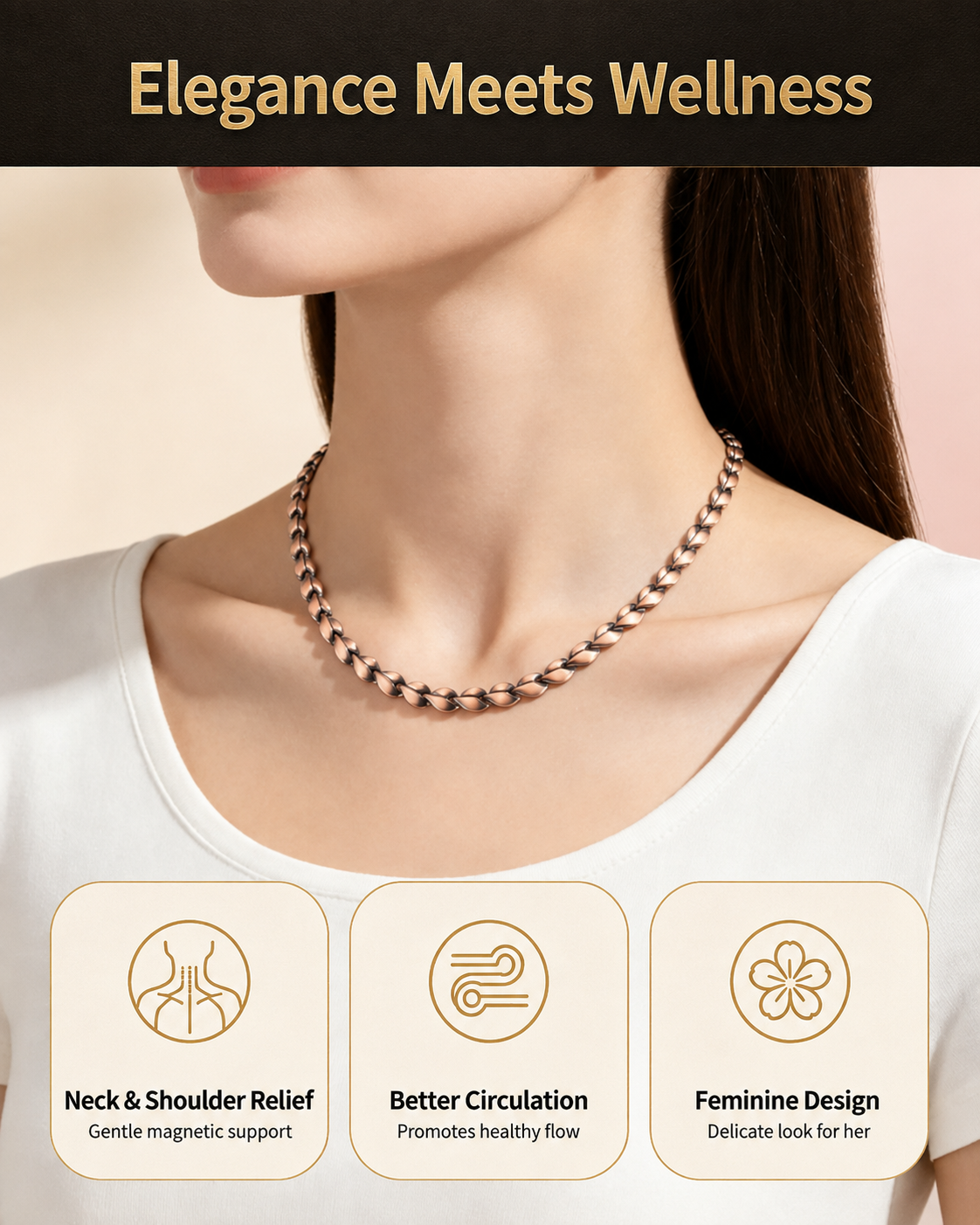 WOLLET Women's Classic Round Link Chain Necklace | Modern Minimalist Jewelry Gift