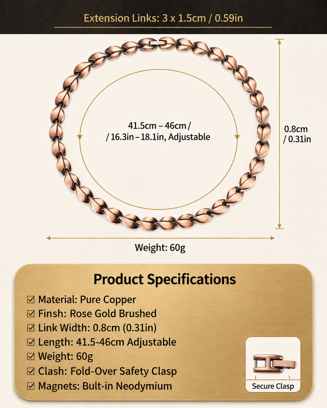 WOLLET Women's Classic Round Link Chain Necklace | Modern Minimalist Jewelry Gift