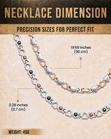 WOLLET Rose Gold & Silver Titanium Magnetic Necklace, Two-Tone Circle Link Chain for Men and Women