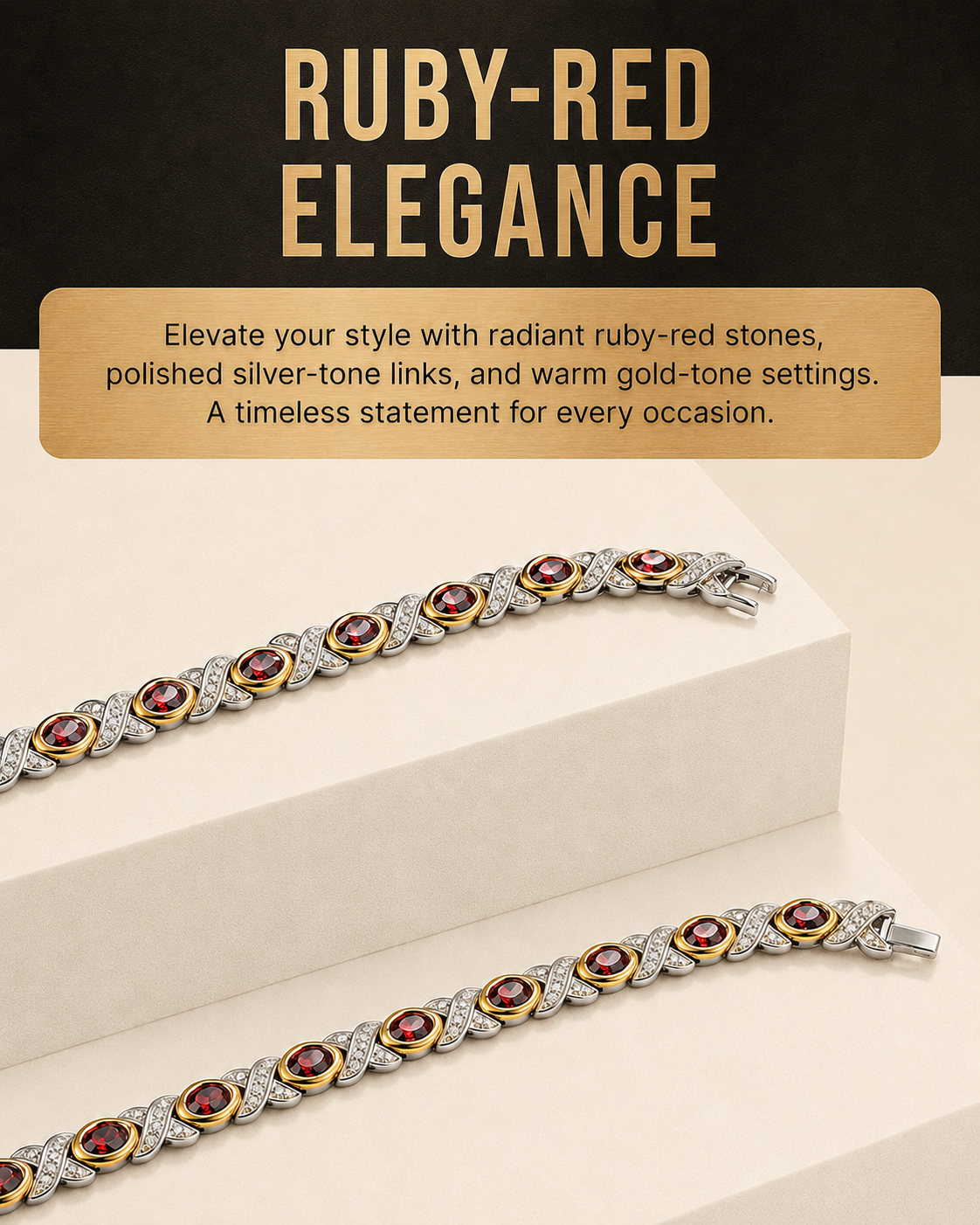 WOLLET Silver Red Garnet Gemstone Necklace – Vintage Luxury Statement Jewelry