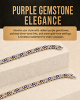 WOLLET Silver Gold Amethyst Necklace – Vintage Luxury Botanical Jewelry