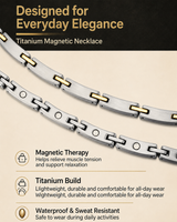 WOLLET Two-Tone Titanium Magnetic Necklace for Men, Silver & Gold Link Chain, Premium Stainless Steel Wellness Jewelry