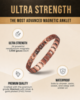 WOLLET Premium Copper Magnetic Anklet – Modern Rose Copper Link Ankle Bracelet with Brushed Finish
