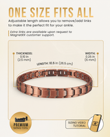 WOLLET Premium Copper Magnetic Anklet – Modern Rose Copper Link Ankle Bracelet with Brushed Finish