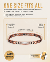 WOLLET Rose Copper Magnetic Anklet – Elegant Crystal Accent Link Ankle Bracelet for Women