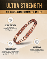 WOLLET Premium Copper Magnetic Anklet – Elegant Link Chain Foot Bracelet with Brushed Metal Finish