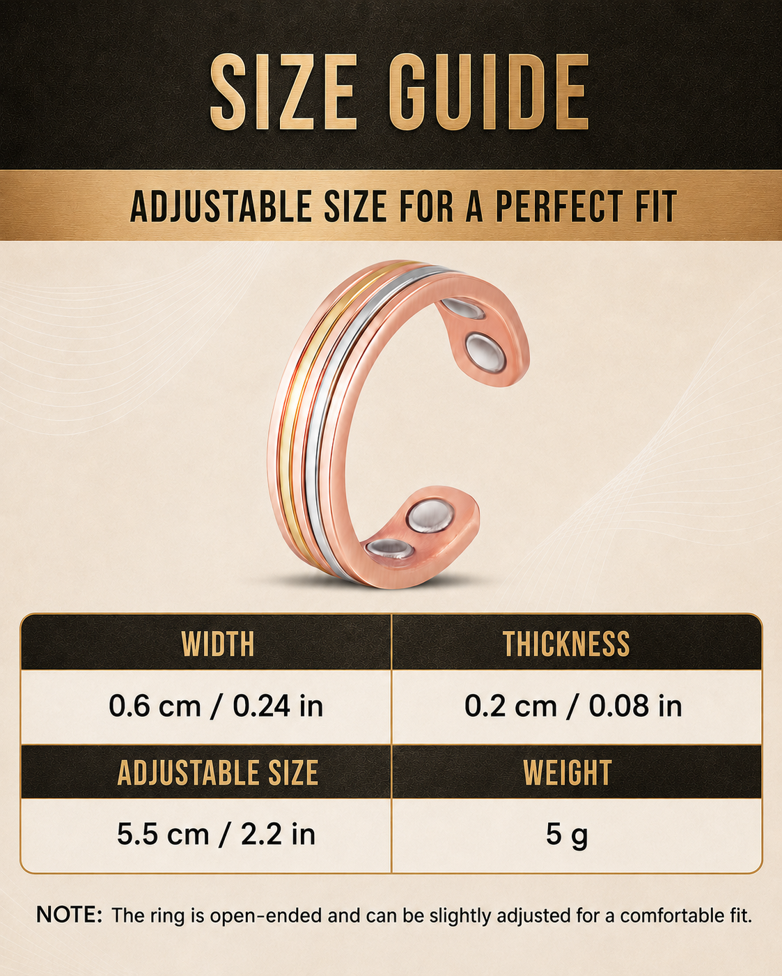 Wollet 99.99% Pure Copper Magnetic Ring for Men