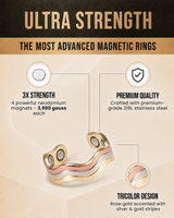WOLLET Tri-Color Magnetic Cuff Bracelet – Luxury Gold Silver & Rose Gold Wave Design Jewelry